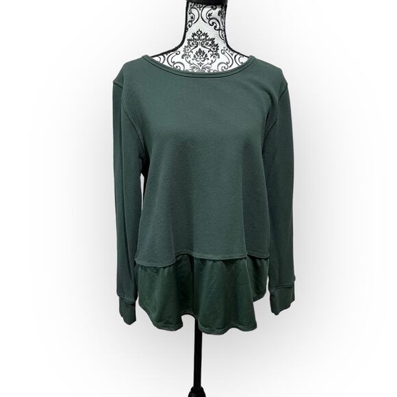 Avía Lace Up Back Layered Look Pullover Sweatshirt sz XL Forest Green - Picture 1 of 10